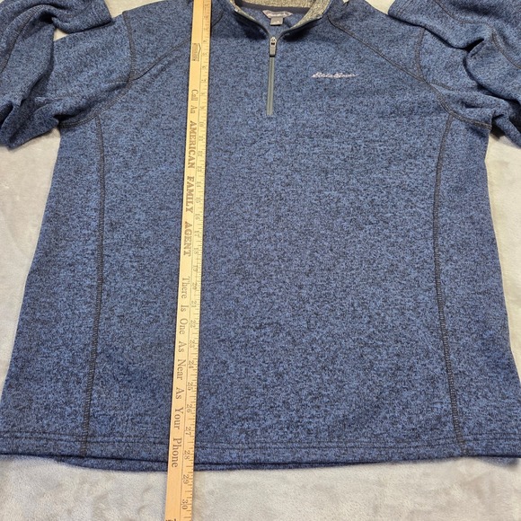 Eddie Bauer Men XL Blue Heather 1/4 Zip Pullover Long Sleeve Outdoors Hiker Gorp - Picture 3 of 6